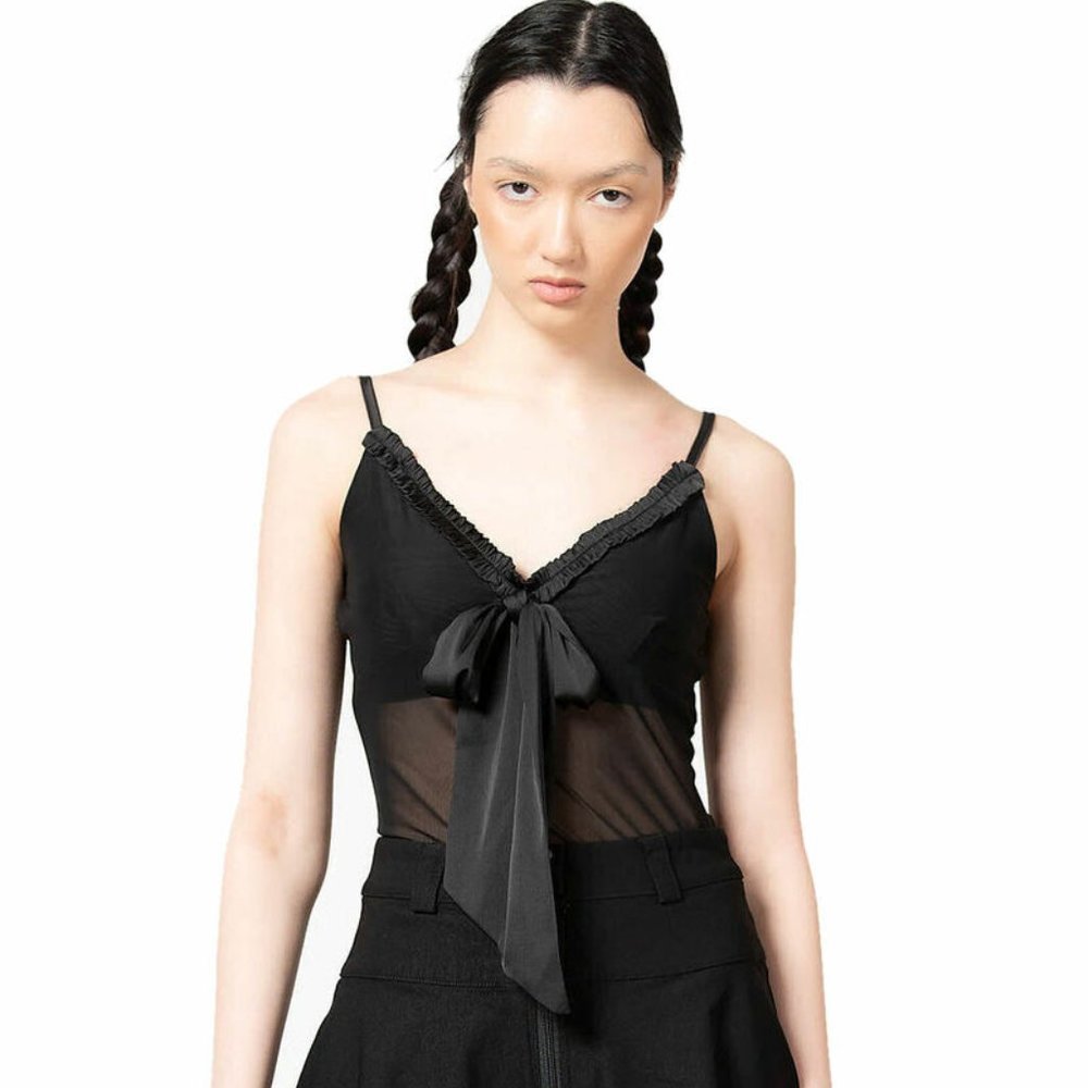 KILLSTAR - Yuna Ribbon Mesh Tank Top Blouse Size Small